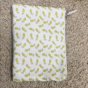 White Pouch with Yellow Pineapple Print